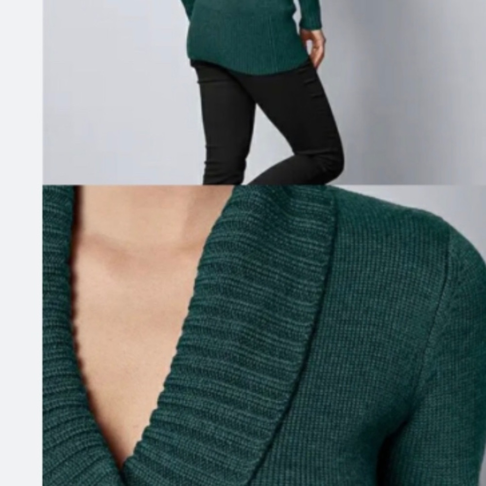 Venus side lace-up shawl collar sweater tunic green or gray in separate listing